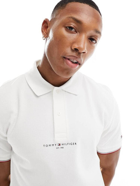 Tommy Hilfiger logo tipped regular polo in white