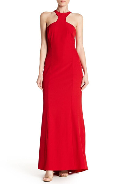 Marina 156447 Women's Princess Halter Solid Gown Sleeveless Red Sz. 10