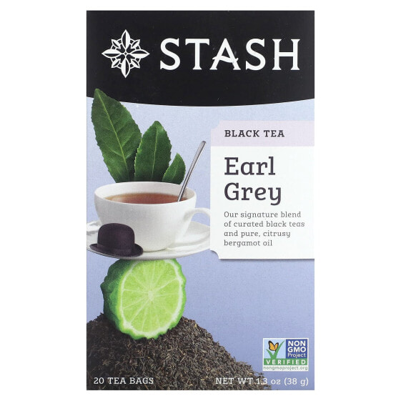 Black Tea, Earl Gray, 20 Tea Bags, 1.3 oz (38 g)