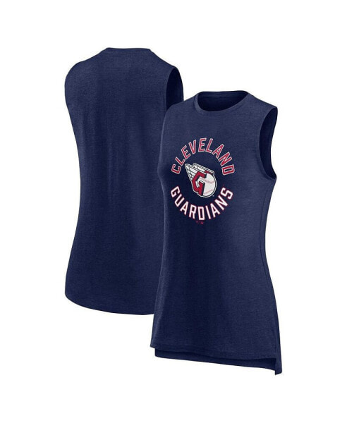 Women's Heather Navy Cleveland Guardians What Goes Around Tank Top