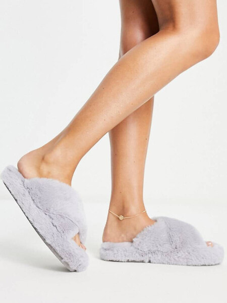 ASOS DESIGN Zena chunky slider slipper in grey