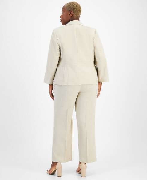 Le Sui Plus Size Two Button Jacket & Extended-Tab Pantsuit