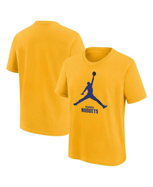 Jordan Big Boys and Girls Gold Denver Nuggets Essential Jumpman Logo T-Shirt