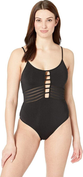 Jets Swimwear Australia Womens 248737 Black Plunge One-Piece Swimsuit Size 10