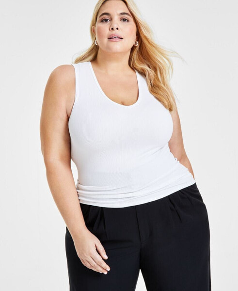 Plus Size V-Neck Seamless Tank Top, Created for Macy's