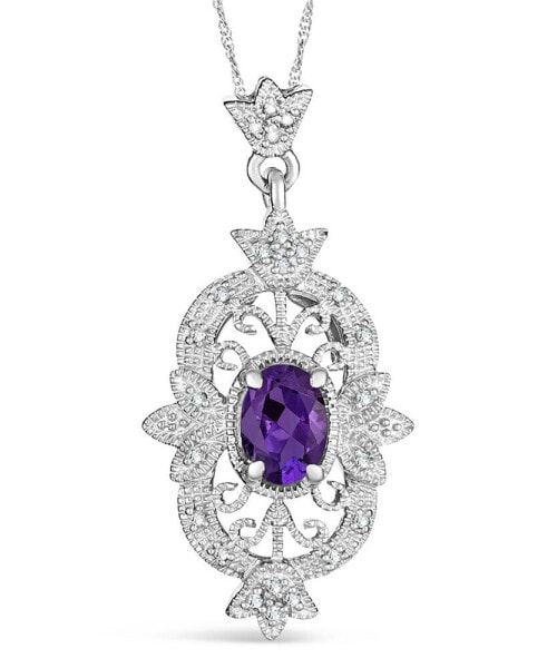 Macy's blue Topaz (2-1/3 ct. t.w.) and Diamond (1/10 ct. t.w.) Pendant Necklace in Sterling Silver. Also Available in Amethyst