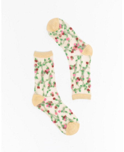 Носки женские прозрачные с цветочными узорами SOCK CANDY