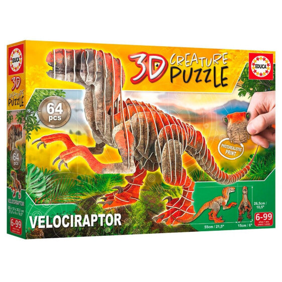 EDUCA BORRAS 3D Velociraptor Dinosaurs Puzzle