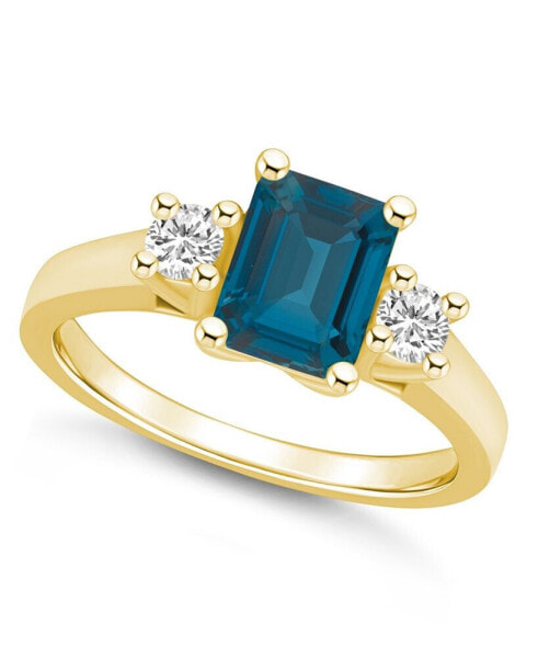 London Blue Topaz and Diamond Ring (2 ct.t.w and 1/4 ct.t.w) 14K Yellow Gold