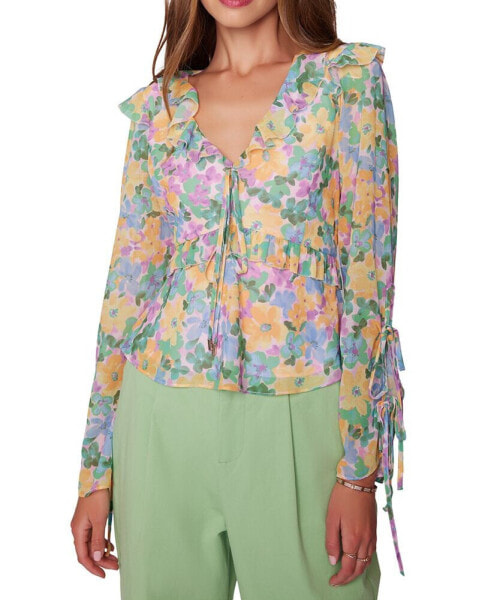 Women's Florescence Floral Print Ruffled Top