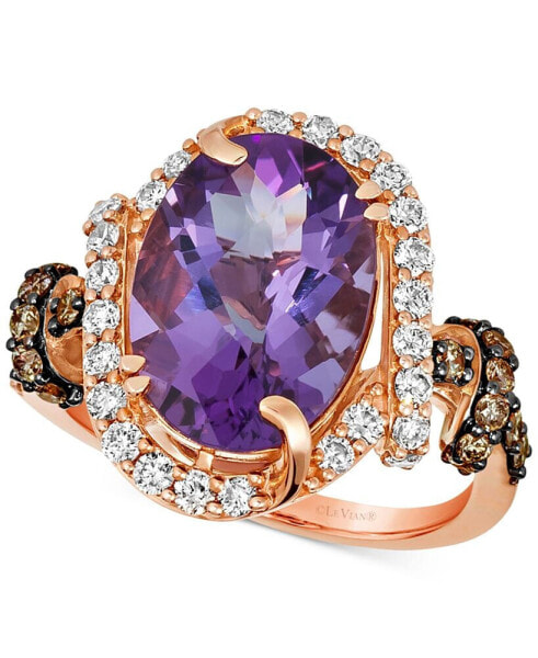 Grape Amethyst (4-1/2 ct. t.w.) & Diamond (7/8 ct. t.w.) Halo Ring in 14k Rose Gold