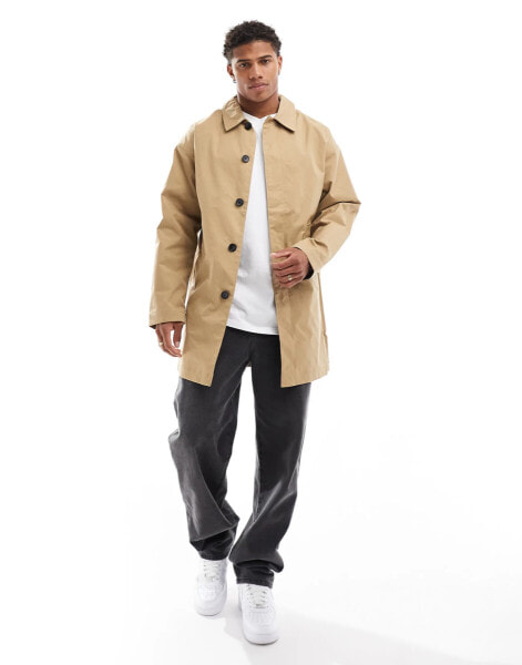 Jack & Jones water repellant mac in camel