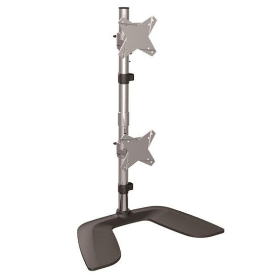StarTech.com Vertical Dual Monitor Stand - Ergonomic Desktop Stacked Two Monitor Stand up to 27" VESA Mount Displays - Free Standing Universal Monitor Mount - Height Adjustable - Silver - Freestanding - 16 kg - 33 cm (13") - 68.6 cm (27") - 100 x 100 mm - Black - Silv