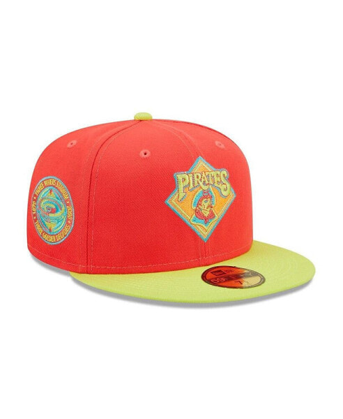 Men's Red, Neon Green Pittsburgh Pirates Lava Highlighter Combo 59FIFTY Fitted Hat