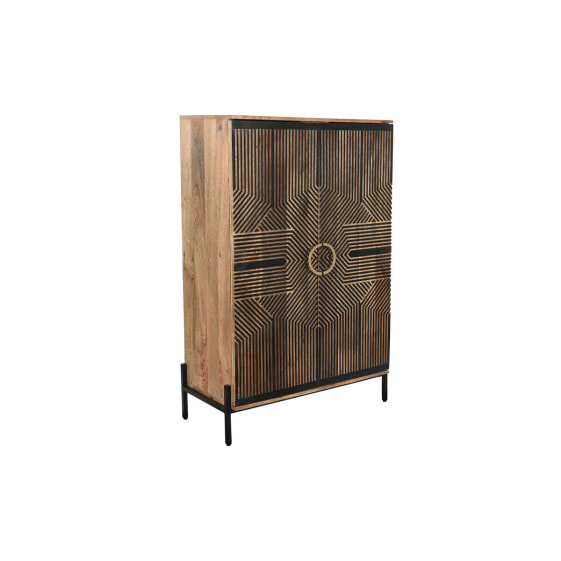 Cupboard Home ESPRIT Black Golden Natural Wood 85 x 38 x 134 cm