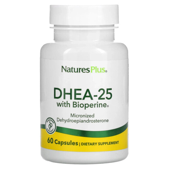 NaturesPlus, ДГЭА-25 с Bioperine, 60 вегетарианских капсул