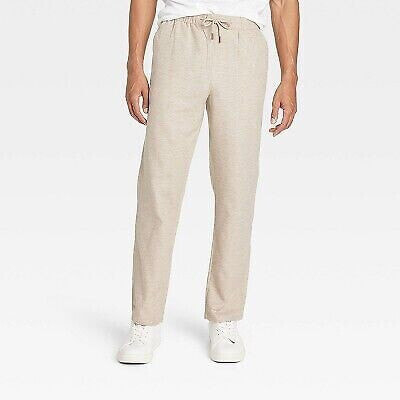 Men's Regular Fit Linen Straight Trousers - Goodfellow & Co Light Taupe XS