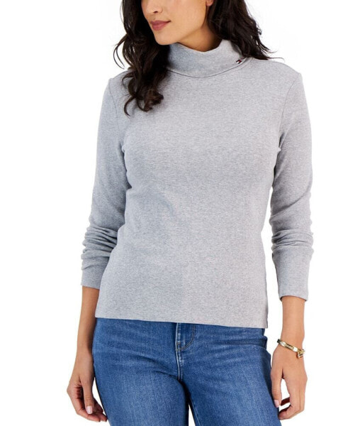 Women's Long Sleeve Cotton Turtleneck Top