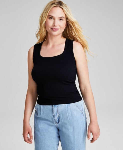 Women's Ribbed Seamless Square-Neck Tank Top, Created for Macy's