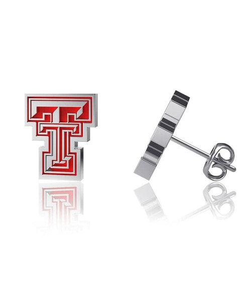 Women's Texas Tech Red Raiders Silver-Tone Enamel Post Earrings