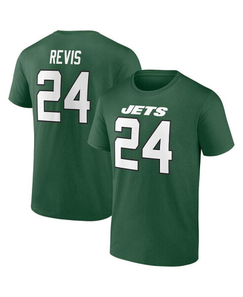 Men's Darrelle Revis Green New York Jets Retired Player Icon Name and Number T-shirt