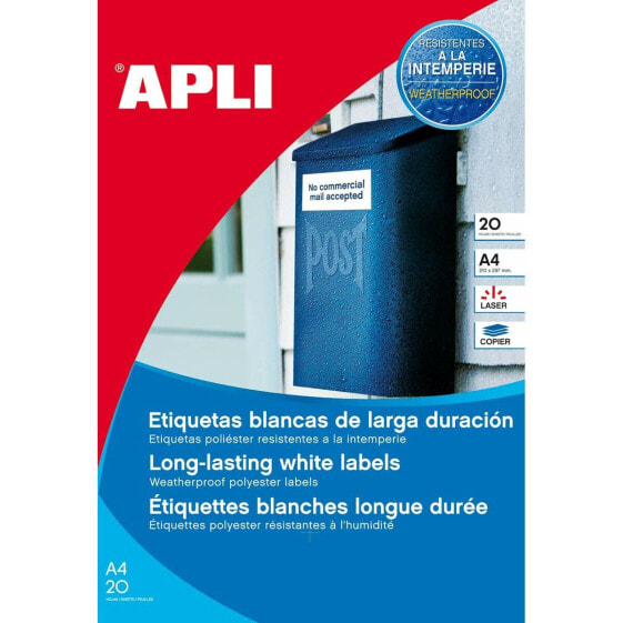 Клейкие этикетки Apli 01227 105 x 148 mm Белый