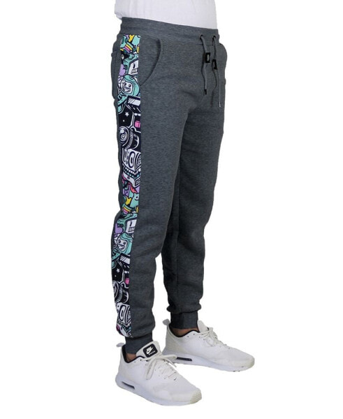 Men's Fleece-Lined Jogger Sweatpants with Contrast Trim Design