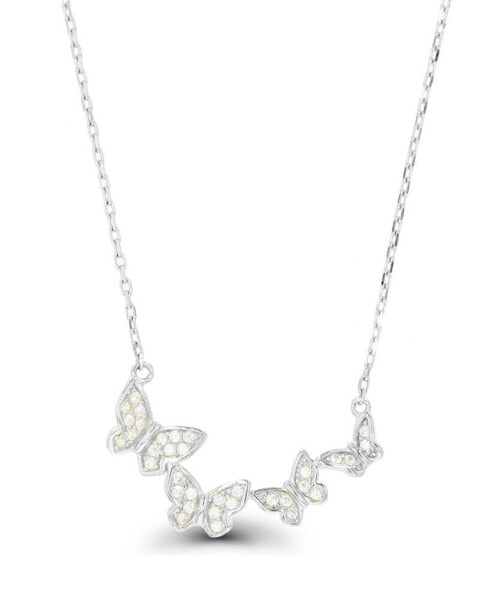 Cubic Zirconia Butterflies Necklace (1/3 ct. t.w.) in Sterling Silver