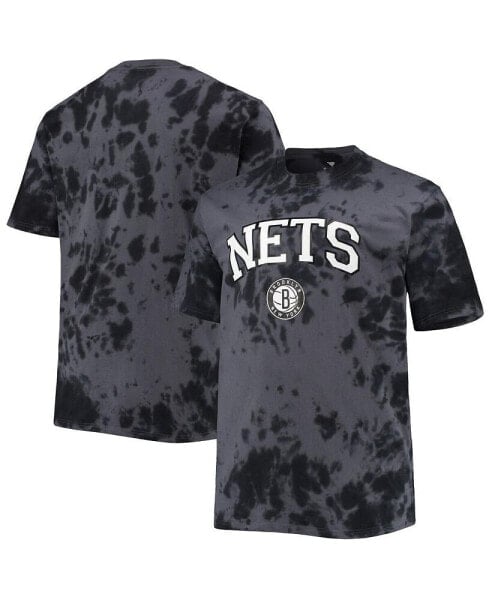 Men's Black Brooklyn Nets Big and Tall Marble Dye Tonal Performance T-shirt