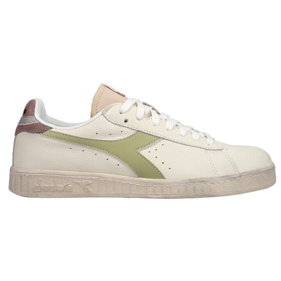 Diadora Game L Low Icona Lace Up Womens Green, Off White Sneakers Casual Shoes