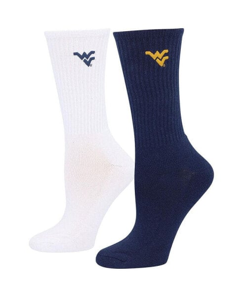 Women's Navy, White West Virginia Mountaineers 2-Pack Quarter-Length Socks