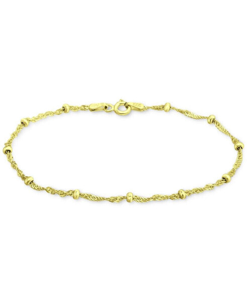Beaded Singapore Link Chain Bracelet in 18k Gold-Plated Sterling Silver, Created for Macy's