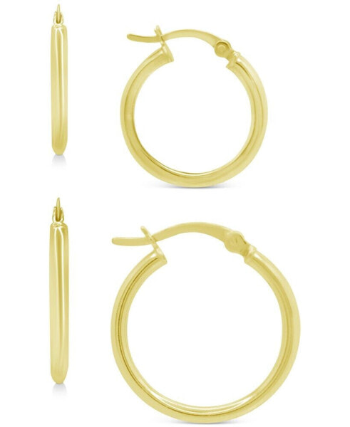2-Pc. Set Polished Small Hoop Earrings in 18k Gold-Plated Sterling Silver, 15mm and 20mm