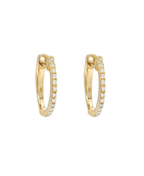 14K Gold Diamond Huggie Earrings