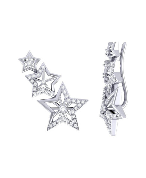 Серьги LuvMyJewelry Starburst Silv Diam Ear Climbers