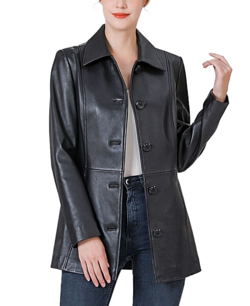 Petite Dana Leather Car Coat