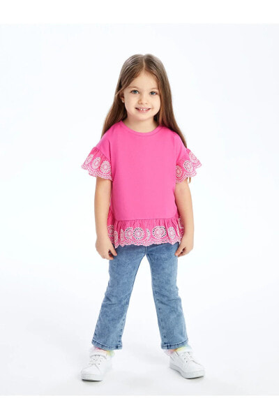 Beli Lastikli Basic Kız Bebek Jean Pantolon