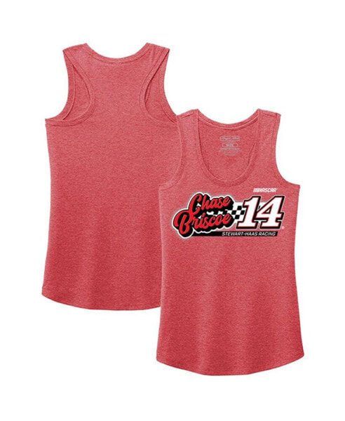 Women's Heather Red Chase Briscoe 2023 #14 Finish Line Tri-Blend Racerback Tank Top
