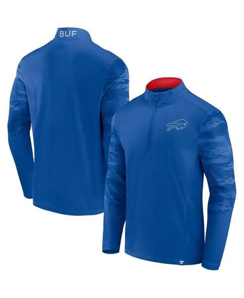 Men's Royal, Red Buffalo Bills Ringer Quarter-Zip Jacket