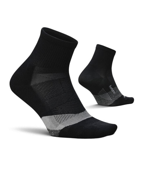 Men's Elite Light Cushion Quarter Solid - Sport Sock with Targeted Compression - New Black