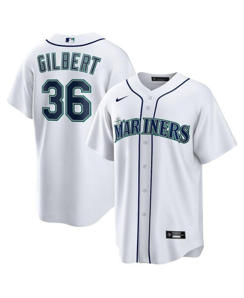 Men's Logan Gilbert White Seattle Mariners Home Replica Jersey