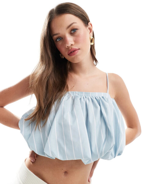 ASOS DESIGN bubble hem crop cami top in stripe