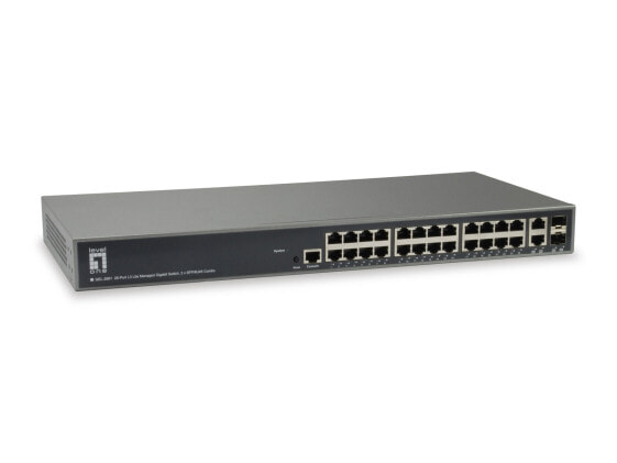 LevelOne TURING 26-Port L3 Lite Managed Gigabit Switch - 2 x SFP/RJ45 Combo - Managed - L3 - Gigabit Ethernet (10/100/1000) - Rack mounting