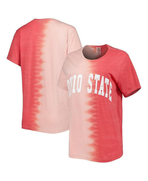Women's Scarlet Ohio State Buckeyes Find Your Groove Split-Dye T-shirt
