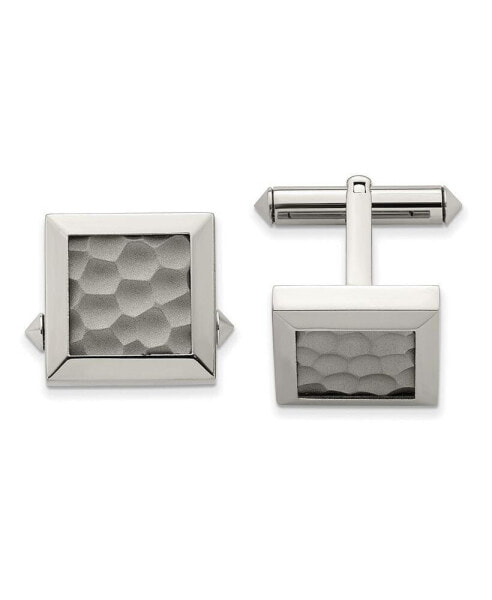 Titanium Polished and Hammered Cuff Links