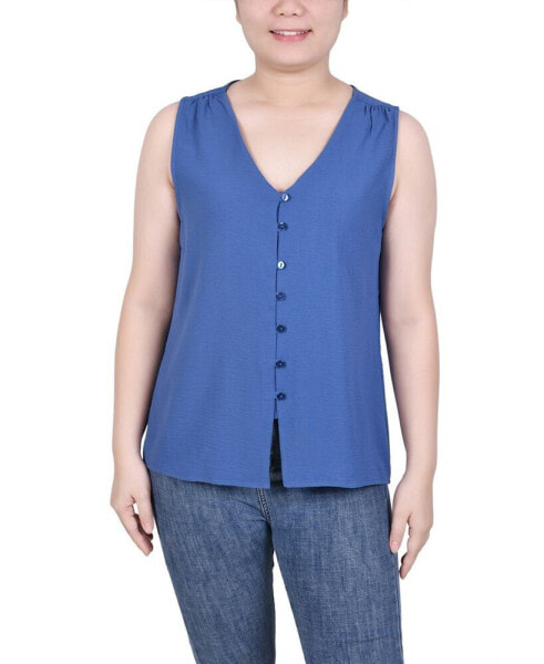 Petite Sleeveless Button-Front Blouse