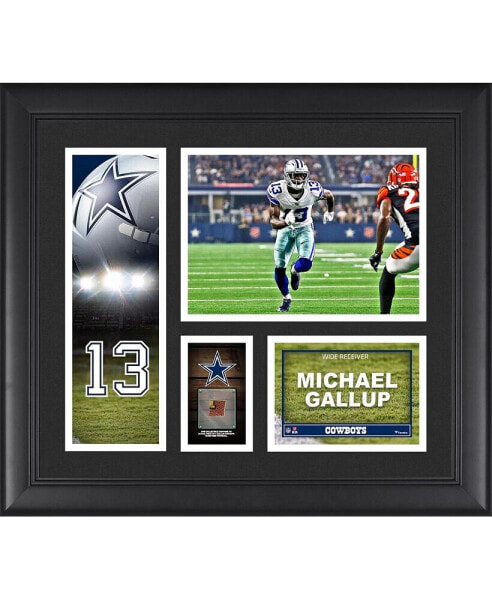 Michael Gallup Dallas Cowboys Framed 15" x 17" Player Collage with a Piece of Game-Used Ball