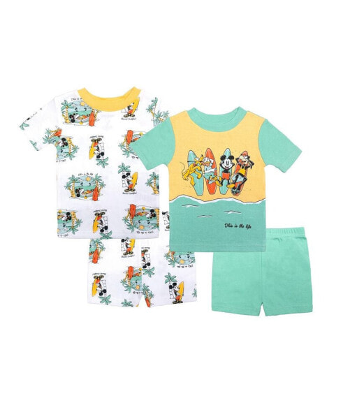 Toddler Boys Cotton 4 Piece Pajama Set