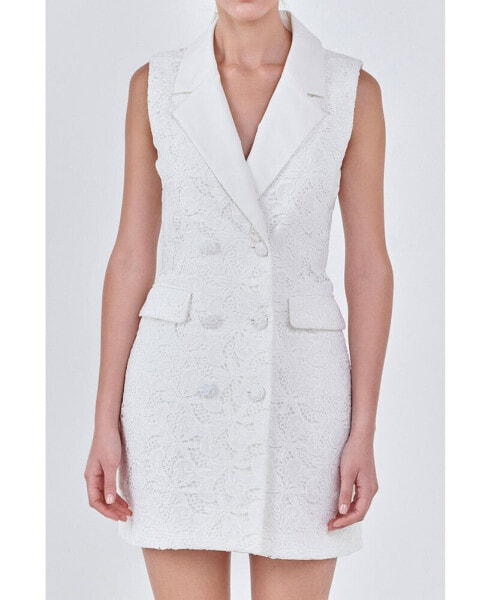 Women's Laced Sleeveless Blazer Mini Dress