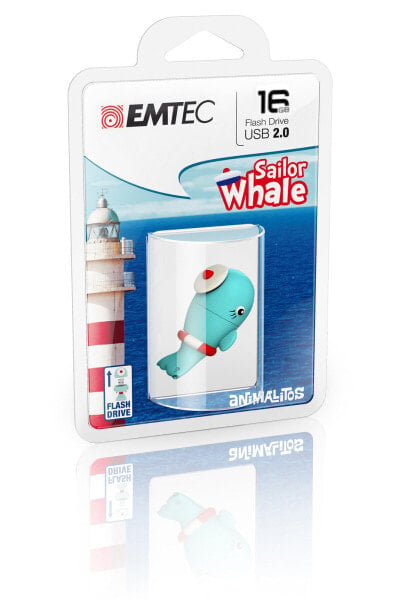 Флэш-накопитель USB EMTEC Sailor Whale - 16 ГБ - USB Type-A - 2.0 - 18 МБ/с - Cap - голубой